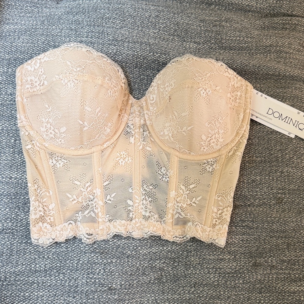 NWT Dominique Tayler Lace Backless and Strapless Bridal Bra Bustier Latte 34D - Picture 3 of 8
